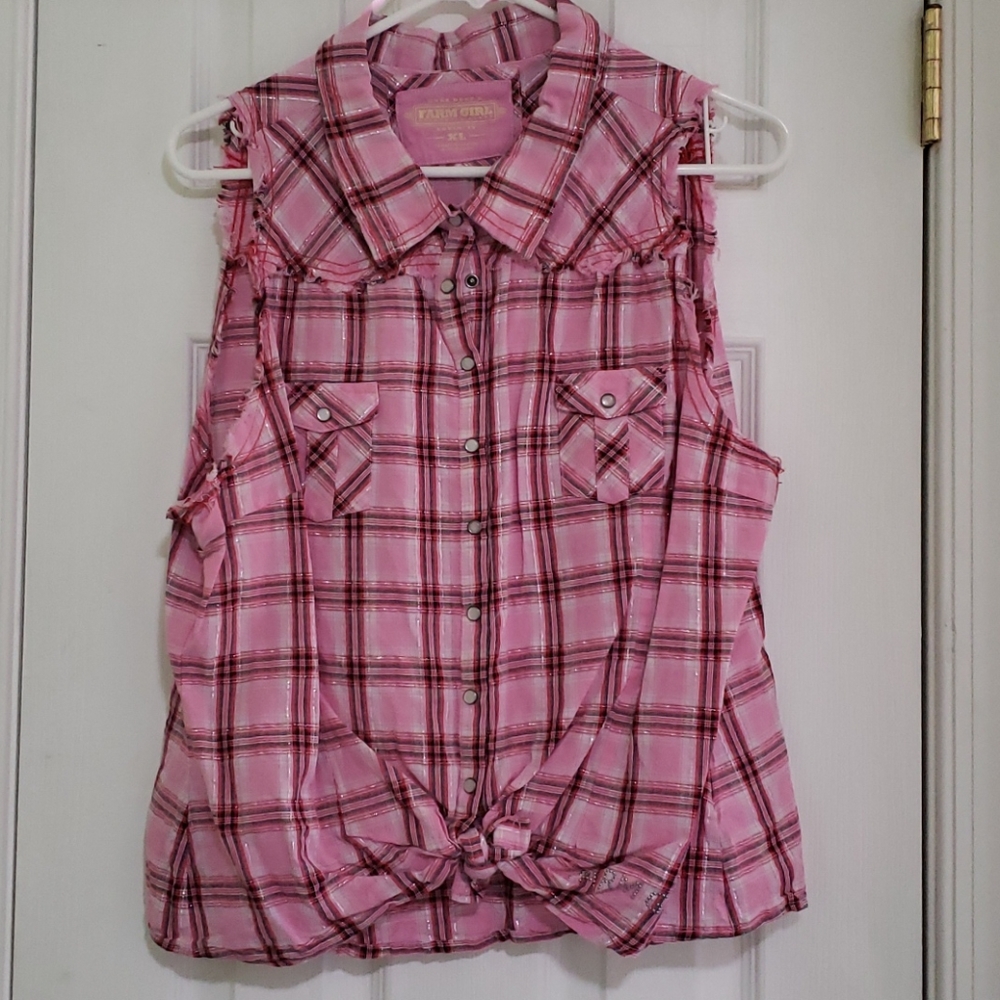 Sleeveless flannel top